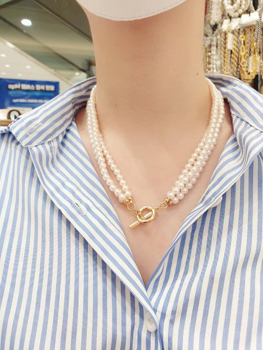 韓國 2戴式3層珍珠項鍊